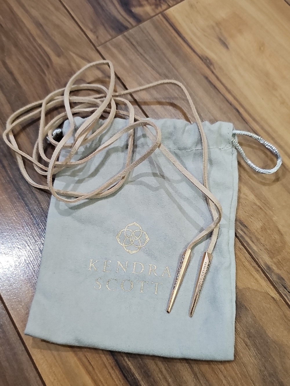 Kendra Scott Tan Suede Wrap Necklace with Rose Gold Bars